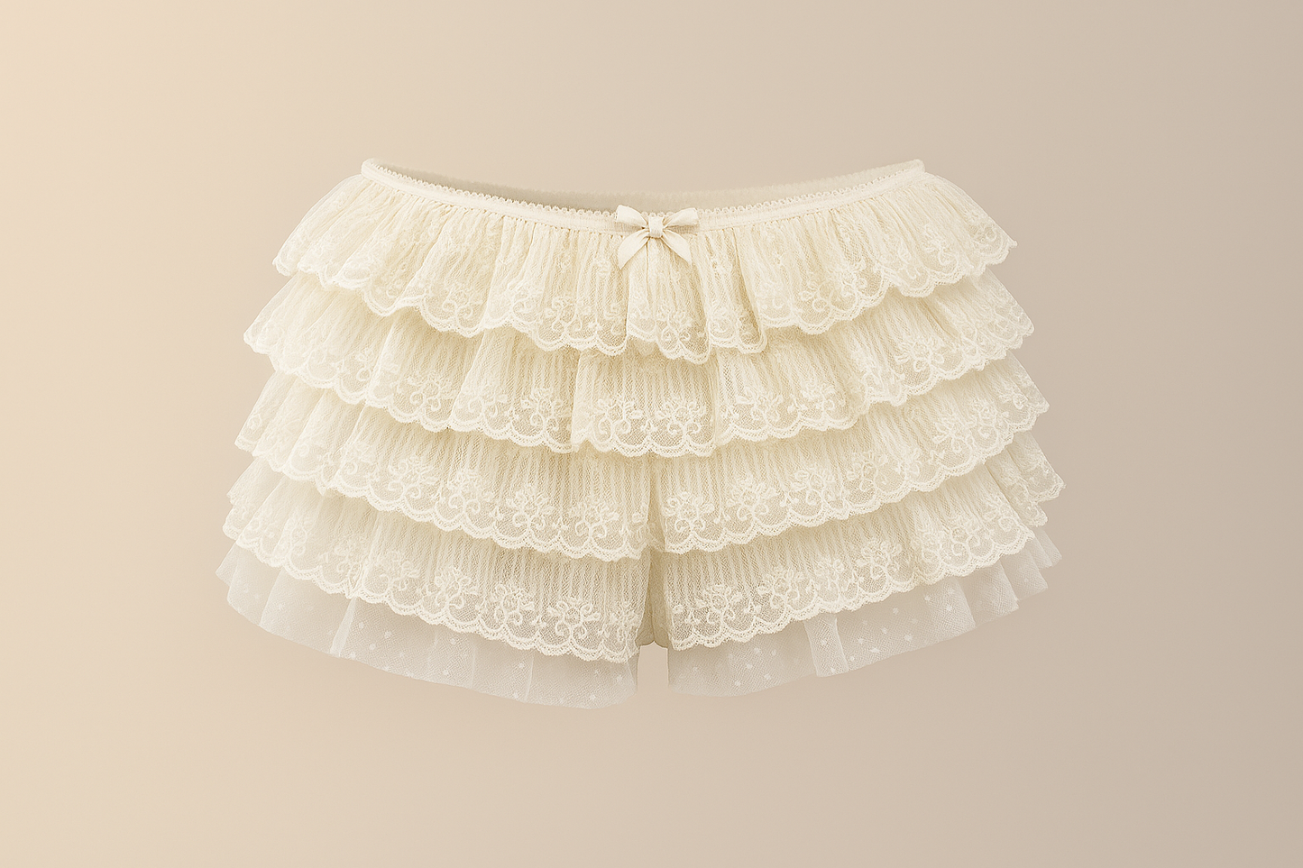 Ivory Lace Ruffle Shorts